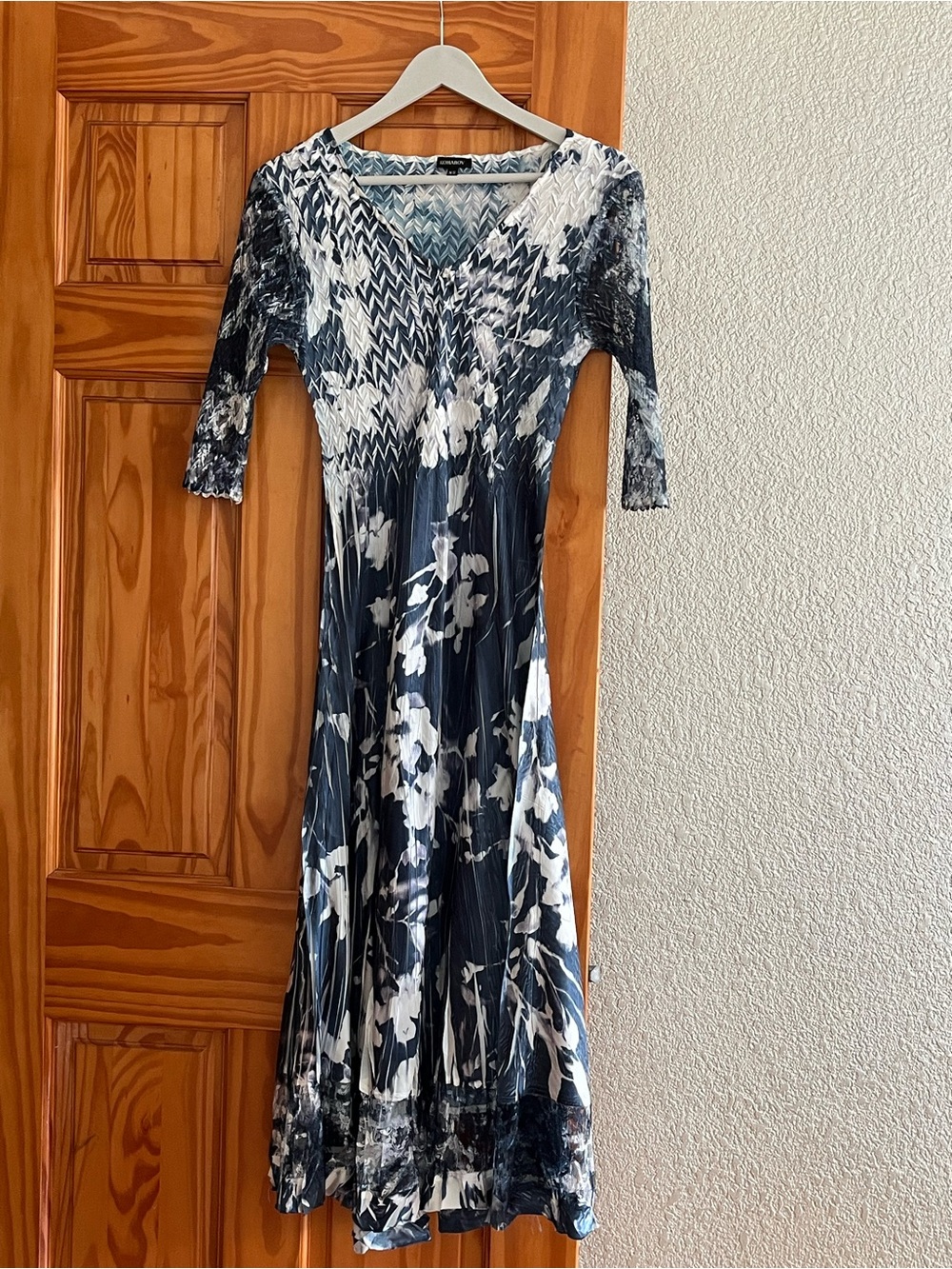 Blue Floral V-Neck Maxi Dress by